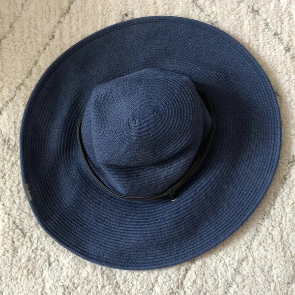 Columbia Global Adventure packable Wide Brim Chin Strap  Straw Hat navy blue - Picture 3 of 7